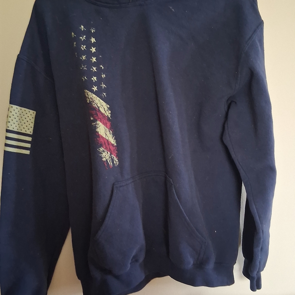 Grunt Style Navy Graphic Pullover Hoodie with White Print